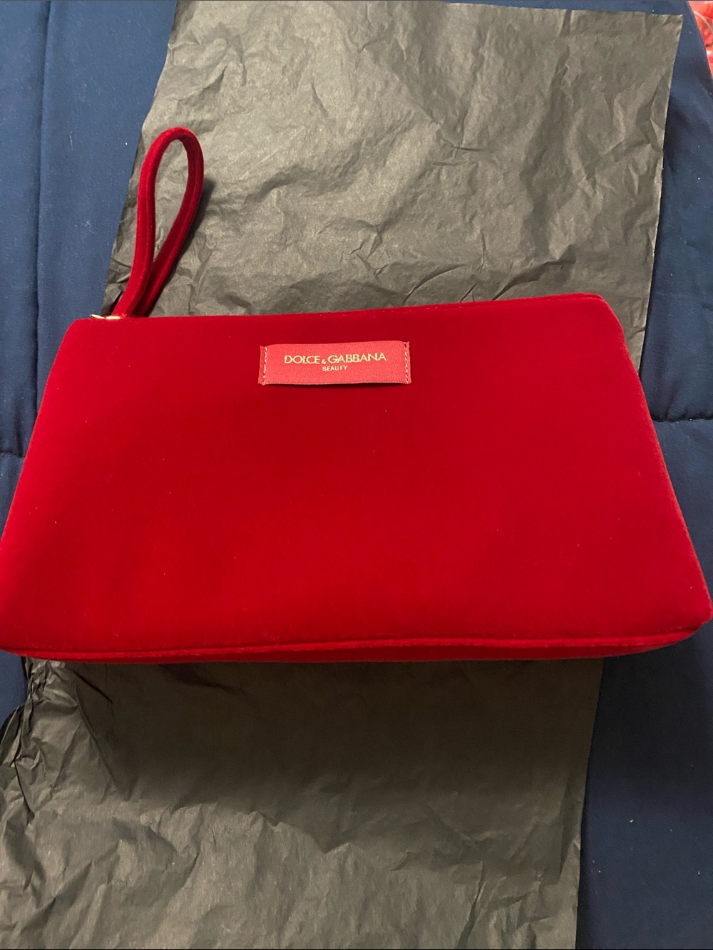Dolce & Gabbana Red Velvet Wristlet Pouch
